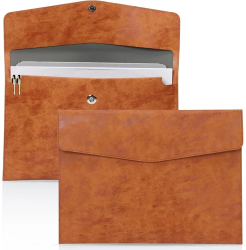 Toplive Carpeta de Archivos para Documentos, Impermeable Delgada de Cuero PU A4 Carpeta Tipo Sobre Organizador de Archivos y Documentos Estuche de