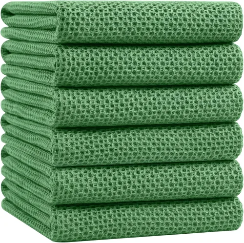 Miniatura 30 de Homaxy Paños de cocina de 100% algodón con tejido de gofre, ultra suaves, absorbentes, de secado rápido, 12 x 12 pulgadas, paquete de 6, amarillo