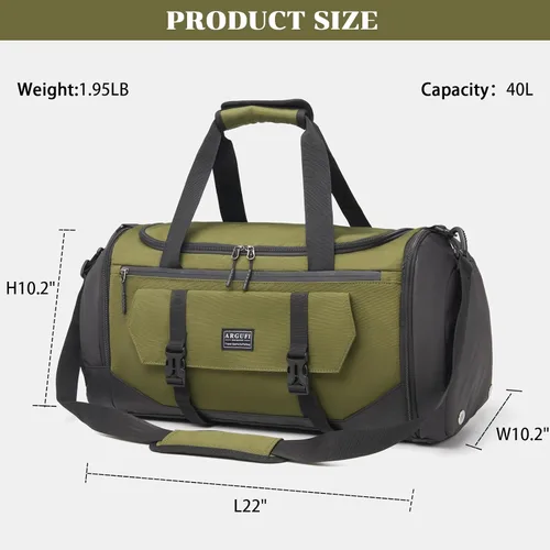 Miniatura 2 de Bolsas de gimnasio para hombres y mujeres con compartimento para zapatos y bolsa deportiva de bolsillo húmedo, A-TG-002-Verde