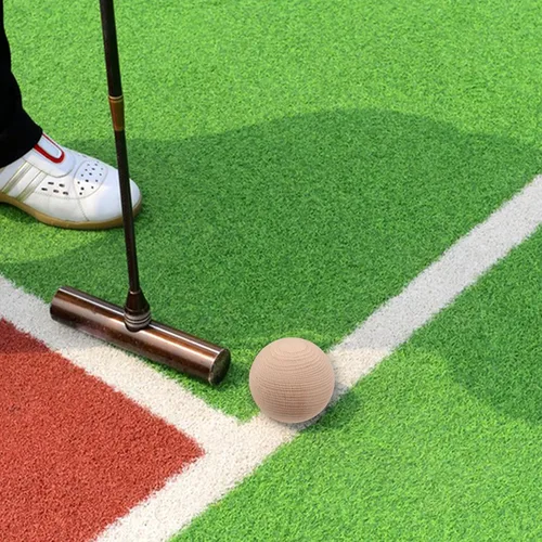 Miniatura 7 de TOYANDONA Juego de 3 pelotas de golf de madera de haya para juegos de césped al aire libre, patio trasero, diversión familiar, bolas redondas