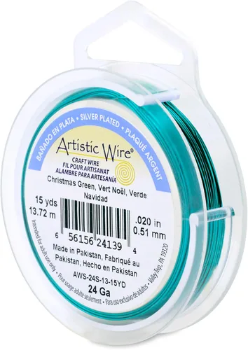 Miniatura 67 de Artistic Wire, alambre para manualidades de calibre 22 bañado en plata, resistente a las manchas, color cobre, blanco, 9,1 m