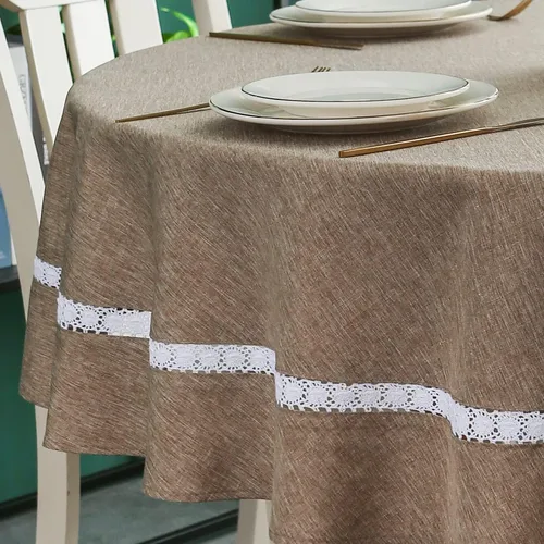 Miniatura 39 de EHouseHome Mantel de tela resistente con encaje blanco, impermeable, sin arrugas, resistente a las manchas, a prueba de aceite, para comedor