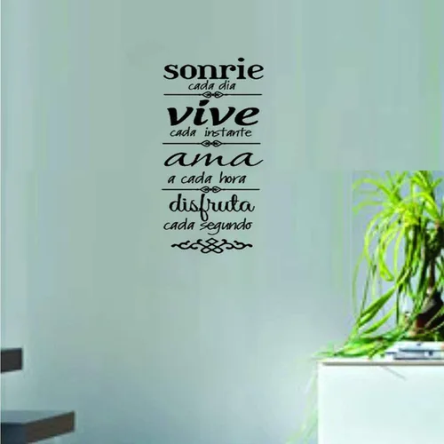 Miniatura 3 de Sonrie Vive AMA - Calcomanía de pared para decoración del hogar, reglas familiares españolas, calcomanías artísticas (23.6 x 7.8 pulgadas)