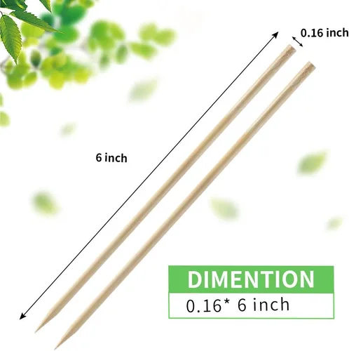 Miniatura 3 de Fu Store Brochetas de bambú de 6 pulgadas, paquete de 100 palitos de bambú, brochetas Shish Kabob, parrilla, aperitivo, fruta, maíz, fuente