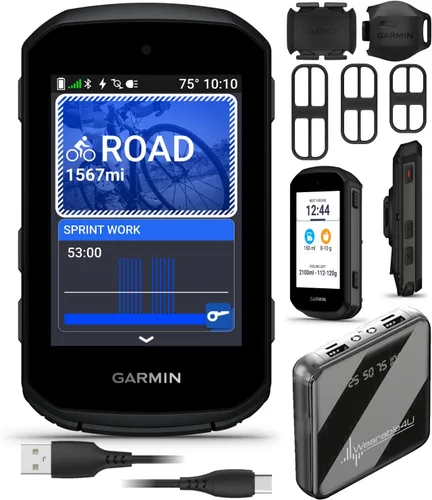 Garmin Edge 550 - Computadora de ciclismo compacta con GPS, pantalla de color vivo de 2.7 pulgadas con paquete Wearable4U PowerBank +Sensores y