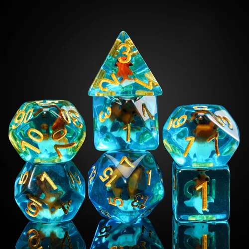 Miniatura 41 de Cusdie Dados DND de 7 troqueles, juego de dados poliédricos rellenos de animales, para juegos de rol, dados D&D (perro gris)