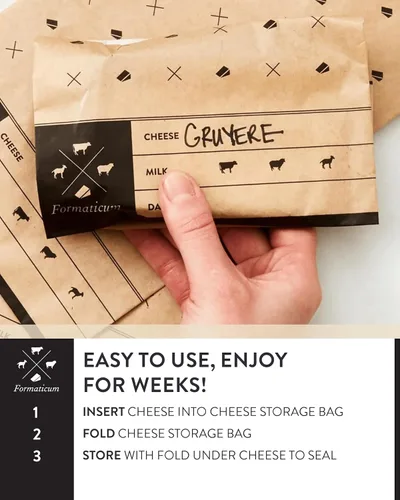 Miniatura 5 de Formaticum - Paquete de 30 bolsas de almacenamiento de queso - Bolsas de papel encerado de 6.25 x 11 pulgadas para mantener el queso o embutidos