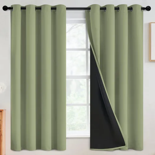 Miniatura 43 de SimpleHome - Cortinas opacas 100% para recámara, cortinas de ventana con ojales beige, con aislamiento térmico, cortinas de oscurecimiento