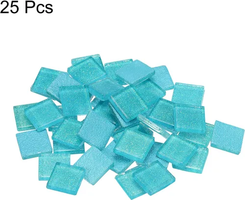 Miniatura 3 de MECCANIXITY Azulejos de mosaico, azulejos de vidrio, piezas de vidrio de mosaico de cristal brillante, cuadrados a granel, 0.8 x 0.8 in para Azul