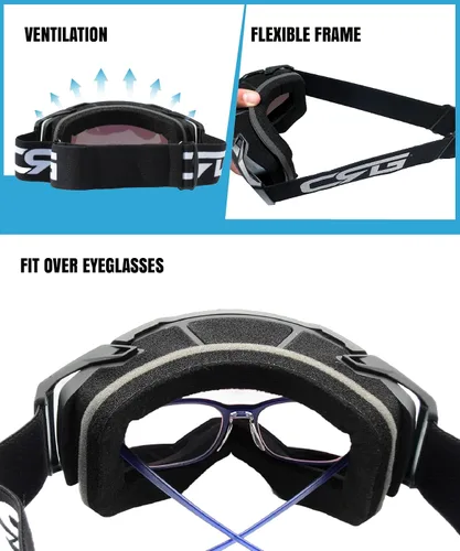 Miniatura 4 de CRG Sports Gafas de motocicleta ATV Dirt Bike Gafas Off Road Racing Motocross Gafas para hombres, mujeres y adultos