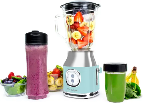 Miniatura 12 de Nostalgia Kool-Aid Slush 'N Go - Licuadora personal para batidos, granizados, batidos y mezclas de frutas, incluye dos botellas de viaje de 15