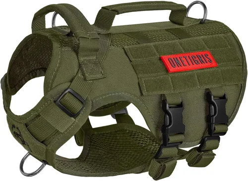 Miniatura 21 de OneTigris Arnés para perro sin tirón para perro pequeño, diseño de malla transpirable, chalecos militares Molle con asas para perros de servicio