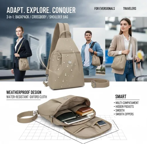 Miniatura 2 de DDRIC Bolsa de viaje antirrobo premium 3 en 1 2025, bolsa de viaje impermeable de 2 vías, mochila de tela Oxford, para desplazamientos, Negro