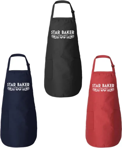 Miniatura 2 de Donkey Tees Star Baker - Delantal para hornear – 2 bolsillos delanteros de cocina, unisex, ajuste largo con lazos traseros