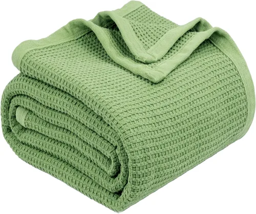 Miniatura 9 de Cobija TreeWool liviana de algodón, de cuidado fácil, suave, cómoda y cálida (king size, 90 x 108 pulgadas, tejido reticular)