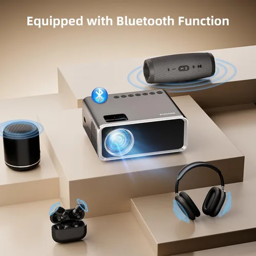 Miniatura 4 de FUDONI Proyector con WiFi y Bluetooth 4K compatible, proyectores de películas para exteriores mejorados de 18000L para exteriores Native 1080P FHD