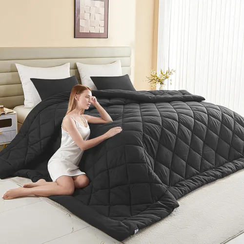 Miniatura 10 de Edredón King de gran tamaño, edredón súper King de gran tamaño, edredón suave para todas las estaciones, relleno de edredón alternativo con 8