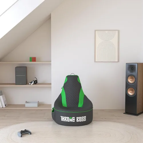 Miniatura 2 de Throne Boss Funda de Silla Puf Gamer para Niños con Respaldo Alto, Azul – Funda de Silla Gamer de Piso, Tela Fácil de Limpiar, Bolsillos Laterales