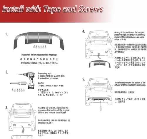 Miniatura 8 de Difusor trasero de fibra de carbono compatible con Mercedes Benz W117 C117 CLA200 CLA250 Sport y CLA45 AMG Sedan 2013-2019, cubierta de parachoques