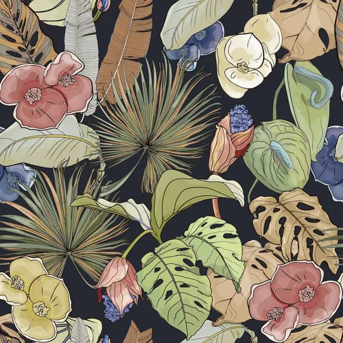 Miniatura 9 de Papel tapiz de dibujos animados de flores de durazno de 17.7 x 118 pulgadas, papel tapiz de hojas verdes de color rosa fresco, autoadhesivo