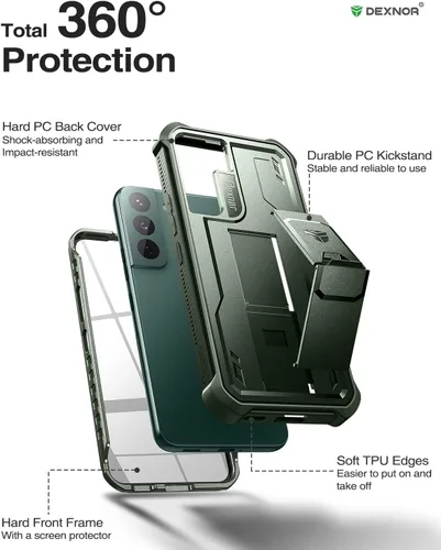 Miniatura 7 de Dexnor Funda para Samsung Galaxy S22 Plus, [Protector de Pantalla Integrado y Soporte] Protección de Grado Militar de Servicio Pesado a Prueba
