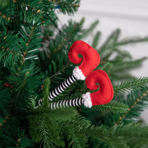 Miniatura 4 de 4 púas de patas de elfo de Navidad, adornos de árbol con alambre fijo, púas de felpa a rayas para patas de árbol de Navidad, fiesta de árbol