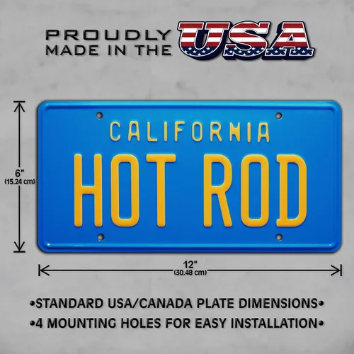 Miniatura 3 de California Vintage HOT Rod Placa de matrícula estampada de metal