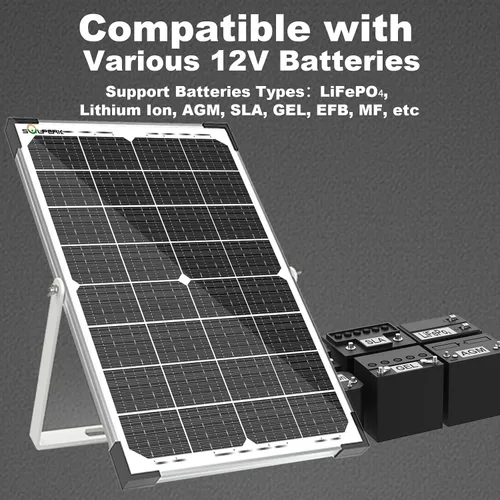 Miniatura 3 de SOLPERK 30 W Cargador de batería solar + Mantenedor de batería solar + Controlador de carga MPPT de 10 A de actualización + Soporte de montaje