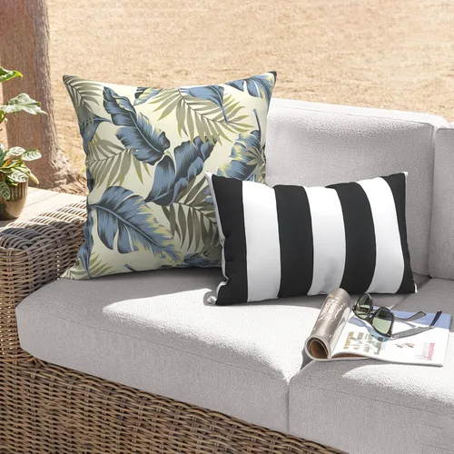 Miniatura 265 de Juego de 2 almohadas para exteriores de 16 x 16 pulgadas, repelentes al agua con interiores, para muebles de patio, hogar, jardín, geometría bohemia