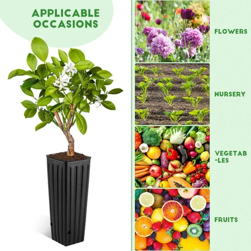 Miniatura 4 de Yardwe 50 macetas profundas para árboles, bolsas de cultivo de plástico de 11.2 pulgadas para plantas de semillero de cítricos, recipientes altos