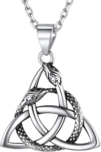 FaithHeart Collar con colgante de nudo celta plata de ley joyería irlandesa para mujeres y hombres corazón triángulo vintage collar con colgante de