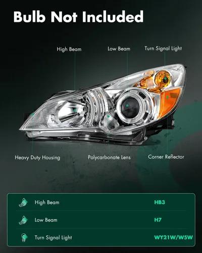 Miniatura 2 de Ensamble de faros SCITOO Compatible con 2010-2014 para Subaru Legacy 2010-2014 para Subaru Outback Faros con lente transparente y carcasa cromada