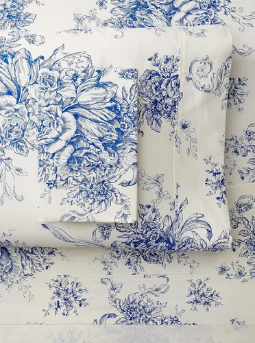 Mélange Home - Juego de sábanas 189755, tamaño King, azul Toile Azul marino