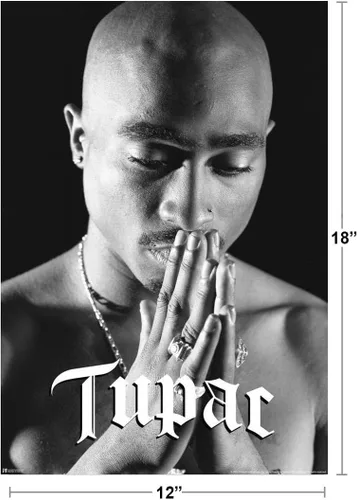 Miniatura 3 de Póster de Tupac Orando - Arte de pared de 2Pac del hip hop de los 90 con rapero de 12x18