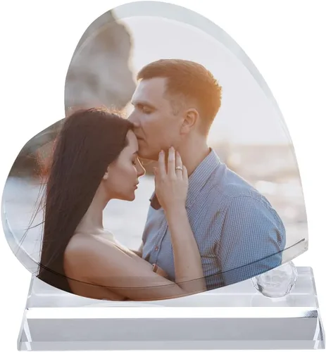 Miniatura 4 de ITODA Marco personalizado con tu foto de corazón personalizado de cristal 3D para boda, cumpleaños, nacimiento del bebé, día de San Valentín Corazón