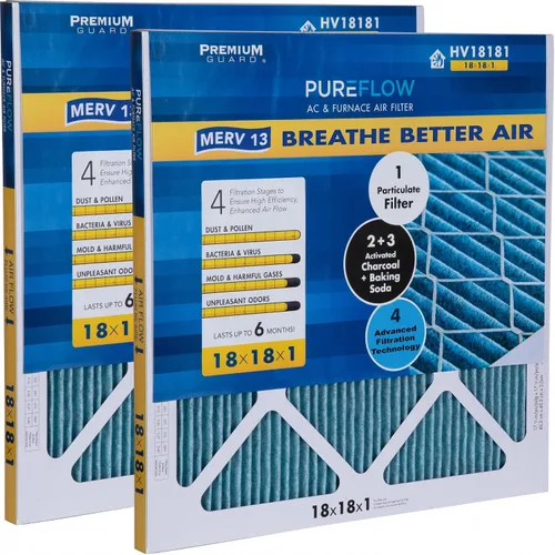 Miniatura 11 de PureFlow - Filtro de aire para horno doméstico de 12 x 12 x 1, con 4 capas de tecnología de filtración avanzada, MERV-13 paquete de 2