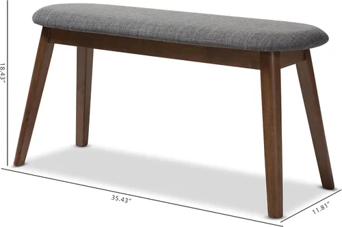 Miniatura 3 de Baxton Studio Easton - Banco de madera tapizado de tela gris oscuro moderno de mediados de siglo Gris claro