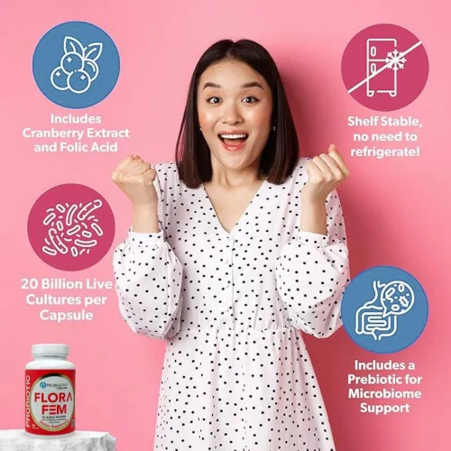 Miniatura 6 de Belle+Bella Probiology Flora Fem - Probióticos diarios para mujeres - Prebiótico de acción 4X + probiótico + arándano + ácido fólico para la salud