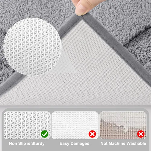 Miniatura 5 de SHACOS Juego de alfombras pequeñas de baño de 2 piezas con tapetes de baño en forma de U, tapetes de inodoro de 16x24 + 20x24 pulgadas, tapetes