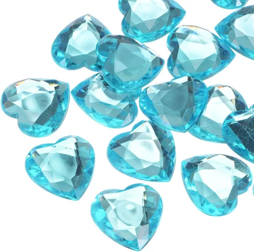 Miniatura 31 de MECCANIXITY 20 piezas de diamantes de imitación acrílicos de corazón de 0.787 pulgadas (0.787 in) con parte trasera plana, gemas de plástico