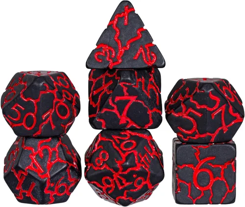 Miniatura 27 de Juego de dados de resina para DND, juego de 7 dados poliédricos negros D&D rellenos con papel de colores brillantes para juegos de rol