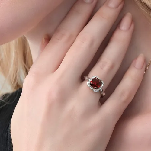 Miniatura 99 de Gem Stone King Anillo de compromiso de plata de ley 925 de 0.315 in con piedra natal y zafiro blanco creado Anillo de compromiso de boda