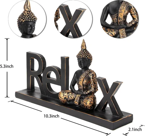 Miniatura 2 de Smadeer Estatua de Buda de Buda - Estatuas de Buda para decoración del hogar, estatua de Buda riendo para yoga, feng shui, meditación, decoración
