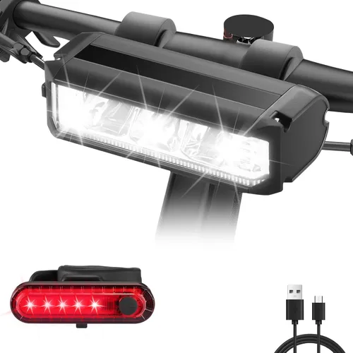 High Lumens Super Bright Bike Light for Night Riding, USB Rechargeable Bicycle Headlight, Waterproof Bike Headlight, Waterproof Bike Headlight and