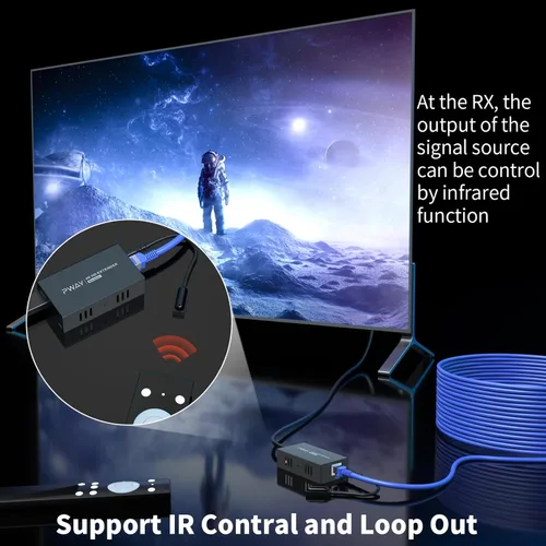 Miniatura 6 de Divisor extensor HDMI 1x2 HD 4K @60Hz hasta 196.9 ft (196 pies) - Cable de salida CAT5/CAT6/CAT7 Transmisor y receptor HDMI con interruptor