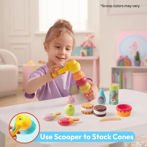 Miniatura 4 de lalalark Juguete de helado para niños pequeños, comida de juego que cambia de color, juguete de simulación para juegos de rol, accesorios de cocina