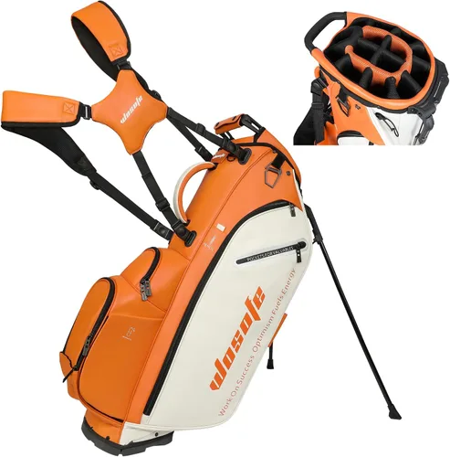 Miniatura 8 de WOSOFE PU Golf Bag with 6/14 Way Top Dividers Automatically Adjustable Dual Straps Elegant Design for Men Women Pu Golf Stand Bag with Multiple