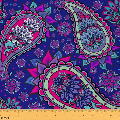 Tela con patrón Paisley de The Yard, tela de tapicería floral étnica boho para sillas y sofás, costura, tela impermeable de arte mandala abstracto