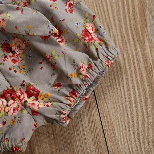 Miniatura 6 de Chyrbaby Ropa para bebé niña recién nacida, traje con volantes, traje acanalado, pantalones florales con diadema..