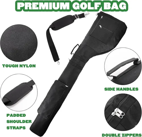 Miniatura 3 de Bekith Bolsa de golf, bolsas de viaje de golf ligeras, bolsa de transporte de golf plegable para 8-10 palos de golf, bolsas de transporte pequeñas
